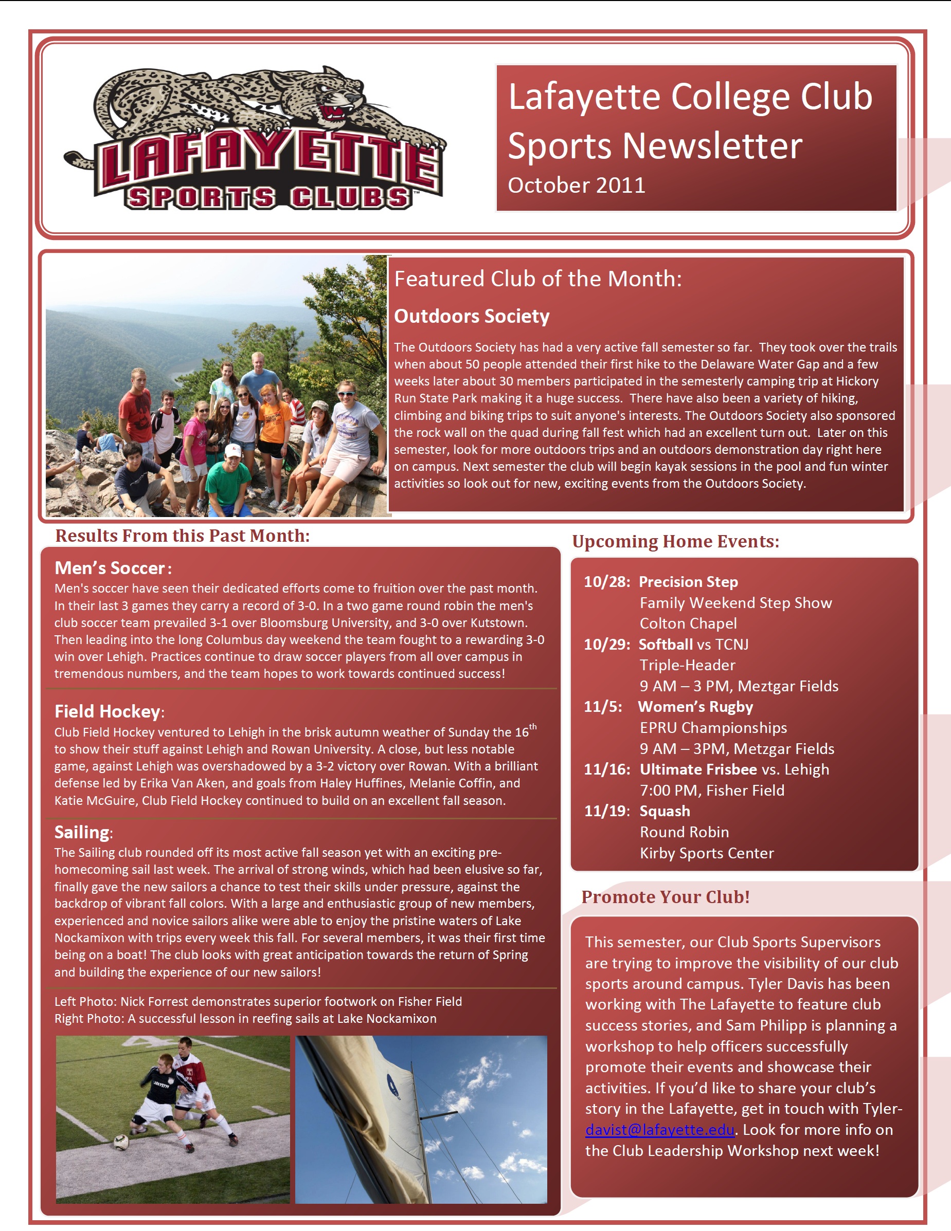 October Club Sports Newsletter